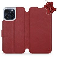 Kožené Mobiwear flip na Apple iPhone 15 Pro Max - Tmavo červené - L_DRS - Puzdro na mobil