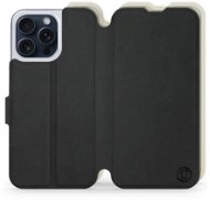 Mobiwear Soft Touch flip pro Apple iPhone 15 Pro Max - Černé & Béžové - Phone Case