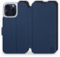 Mobiwear Soft Touch flip pro Apple iPhone 15 Pro Max - Modré & Černé - Phone Case