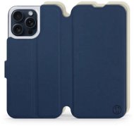 Mobiwear Soft Touch flip pro Apple iPhone 15 Pro Max - Modré & Béžové - Phone Case