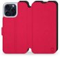 Mobiwear Soft Touch flip na Apple iPhone 15 Pro Max - Červené & Čierne - Puzdro na mobil