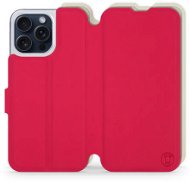 Mobiwear Soft Touch flip na Apple iPhone 15 Pro Max - Červené & Béžové - Puzdro na mobil