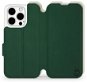 Mobiwear Soft Touch flip pro Apple iPhone 15 Pro - Zelené & Béžové - Phone Case