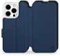 Mobiwear Soft Touch flip pro Apple iPhone 15 Pro - Modré & Černé - Phone Case