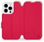 Mobiwear Soft Touch flip pro Apple iPhone 15 Pro - Rudé & Béžové - Phone Case