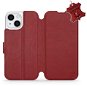 Kožené Mobiwear flip pro Apple iPhone 15 - Tmavě červené - L_DRS - Phone Case