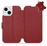 Kožené Mobiwear flip na Apple iPhone 15 - Tmavo červené - L_DRS - Puzdro na mobil