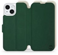 Mobiwear Soft Touch flip na Apple iPhone 15 - Zelené & Béžové - Puzdro na mobil