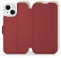 Mobiwear Soft Touch flip pro Apple iPhone 15 - Cihlové & Béžové - Phone Case
