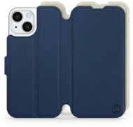Mobiwear Soft Touch flip pro Apple iPhone 15 - Modré & Béžové - Phone Case