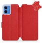 Kožené Mobiwear flip pro Motorola Moto G14 - Červené - L_RDS - Phone Case