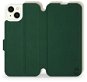 Mobiwear Soft Touch flip pro Apple iPhone 15 Plus - Zelené & Béžové - Phone Case