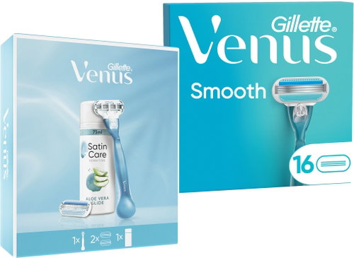GILLETTE VENUS Satin Care Sensitive Aloe Vera Glide 75 ml + GILLETTE Venus Smooth 16 ks - Men's Cosmetic Set - Main image