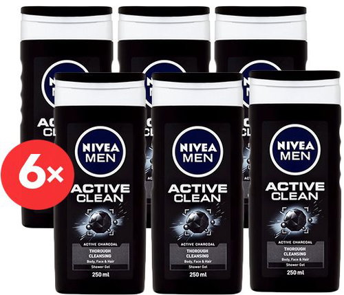 NIVEA Men Active Clean 6 x 250 ml - Shower Gel - Main image