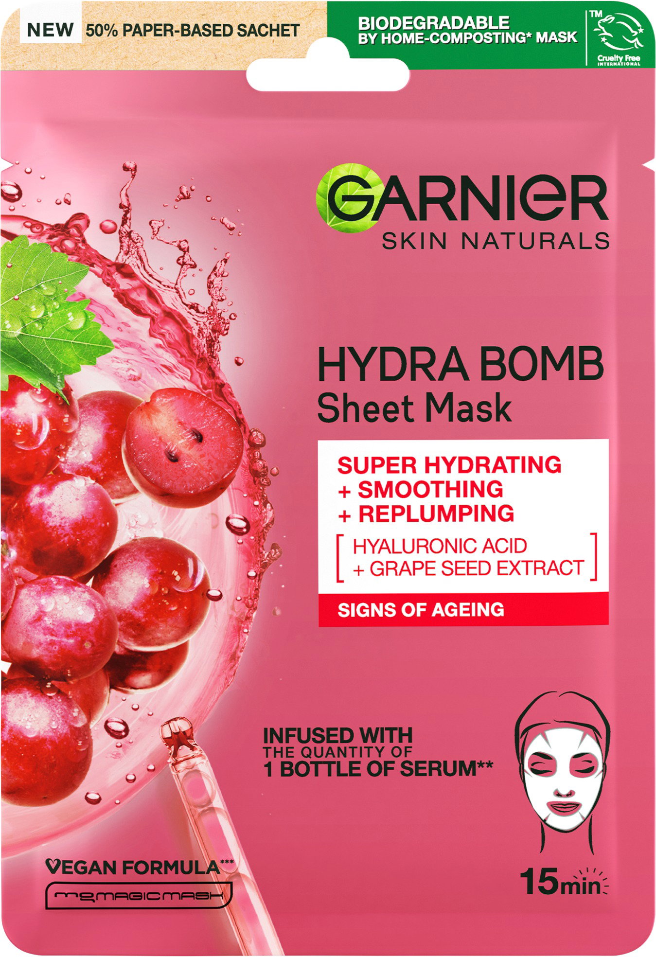 GARNIER Skin Naturals Hydra Bomb Sheet Mask Grape Seed Extract 28 g