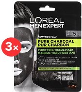 ĽORÉAL PARIS Men Expert Pure Charcoal Tissue Mask 3× 30 g - Pleťová maska