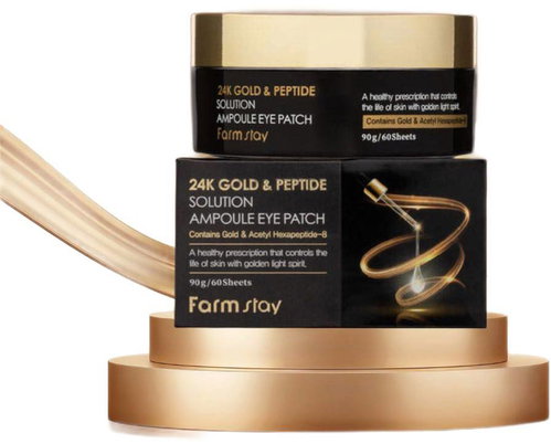FARM STAY 24K Gold and Peptide Solution Ampoule Eye Patch 60 pcs (90 g) - Eye Gel - Main image