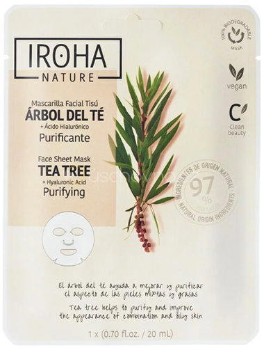 IROHA NATURE Purifying Tea Tree, 1 db - Arcmaszk - Fő fotó