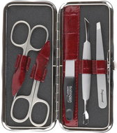 GLOBOS Ladies leather manicure set with scissors Solingen 1514-89 burgundy croco - Manicure Set