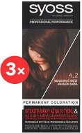 SYOSS Color 4-2 Mahagónovo hnedý 3× 50 ml - Farba na vlasy