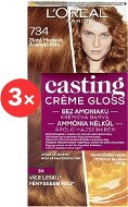 ĽORÉAL PARIS Casting Creme Gloss krémová semi-permanentná farba 734 Zlatá medová 3× 180 ml - Farba na vlasy
