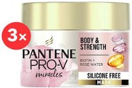 PANTENE Body & Strength Vlasová Maska, Biotín + Ružová Voda 3× - Maska na vlasy