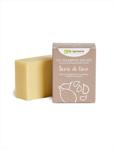 LASAPONARIA Solid hair soap with linseed oil BIO 100 g - Shampoo - Main image