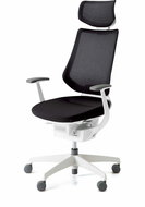 KOKUYO ING Glider 360° white frame, black mesh, with headrest - Office Chair