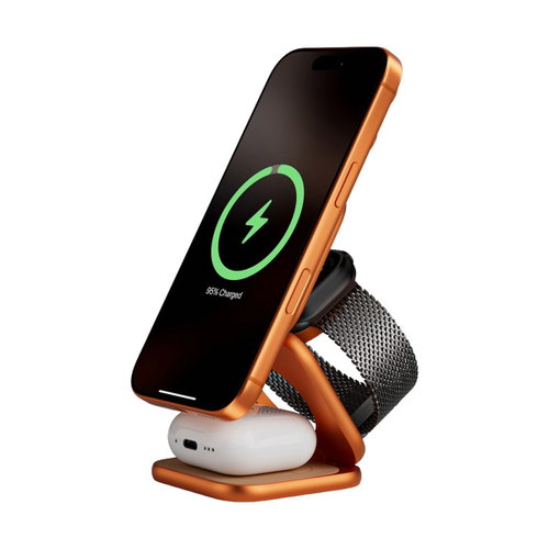 Kuxiu X40 Turbo Qi2.2 Certified 25W 3-in-1 MagSafe Foldable Wireless Charging Stand - Cosmic Orange - Wireless Charger - Main image