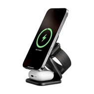 Kuxiu X40 Turbo Qi2.2 Certified 25W 3-in-1 MagSafe Foldable Wireless Charging Stand - Black - Wireless Charger