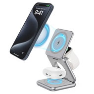 Kuxiu X40 3-in-1 MagSafe Foldable Charging Stand - Silver - Wireless Charger