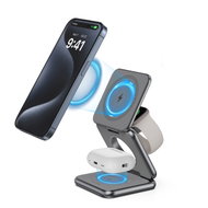 Kuxiu X40 3-in-1 MagSafe Foldable Charging Stand - Gray - Wireless Charger