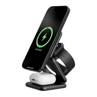 Kuxiu X40PLUS 3-In-1 Foldable Magnetic Wireless Charging Station - Black - Wireless Charger