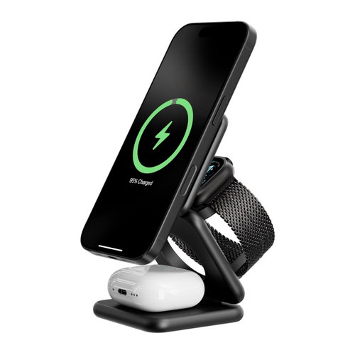 Kuxiu X40PLUS 3-In-1 Foldable Magnetic Wireless Charging Station - Black - Wireless Charger - Main image