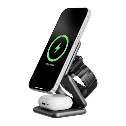 Kuxiu X40PLUS 3-In-1 Foldable Magnetic Wireless Charging Station - Gray - Wireless Charger - Main image