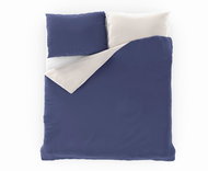Kvalitex Satin sheets LUXURY COLLECTION 240 × 200, 70 × 90 cm white / dark blue - Bed Linen