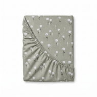 Kvalitex Cotton Fitted Sheet 80 × 200 cm Green Flowers - Bedsheet