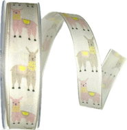 GOLDINA Children's birthday ribbon HAPPY LAMA CREAM cream 9205 - Ribbon