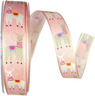 GOLDINA Children's birthday ribbon HAPPY LAMA PINK pink 9204 - Ribbon