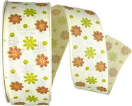GOLDINA Fabric ribbon spring FIORI DI PRIMAVERA BIANCO white 8829 - Ribbon