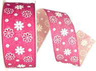 GOLDINA Fabric ribbon spring FIORI DI PRIMAVERA ROSA deep pink 8828 - Ribbon