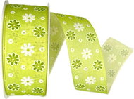 GOLDINA Fabric ribbon spring FIORI DI PRIMAVERA VERDE green 8827 - Ribbon
