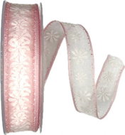 GOLDINA Organza ribbon SPRING FLOWER pink 25mm 9171 - Ribbon