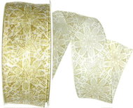 GOLDINA Taffeta ribbon MANDALA CREAM transparent cream 8858 - Ribbon