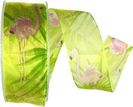 GOLDINA Taffeta ribbon ROSA FLAMINGO transparent green 8846 - Ribbon