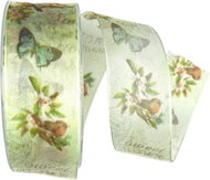 GOLDINA Taffeta ribbon SWEET HOME transparent light green 8844 - Ribbon