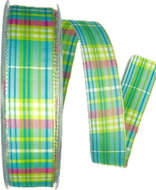 GOLDINA Woven ribbon SCOTLAND KARO GREEN green 9116 - Ribbon
