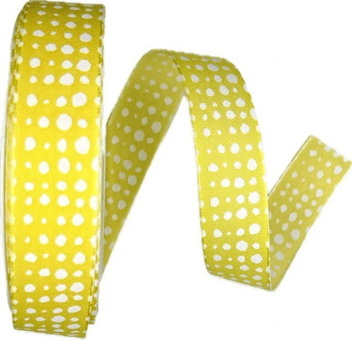 GOLDINA Spring ribbon YELLOW DOTS cotton yellow 8803 - Ribbon - Main image