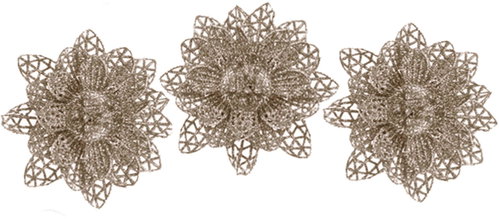 LAALU Flower on a clip champagne 12 cm, 3 pcs - Christmas Decoration - Main image