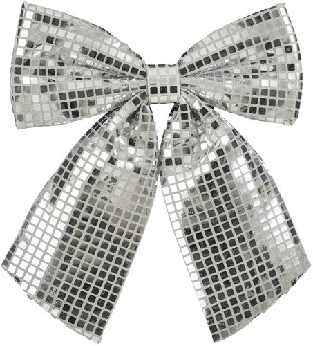 LAALU Bow with Disco Ball Effect Silver 28 × 34 cm - Ribbon Bow - Main image